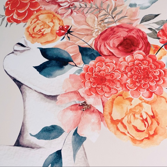 Watercolor Floral Woman Portrait Wall Art Illustration Print Poster Unframed - Picture 13 of 17